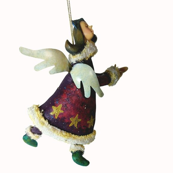 Vintage Fabric Mache Angel Figurine Whimsical Christmas Ornament - Picture 1 of 4